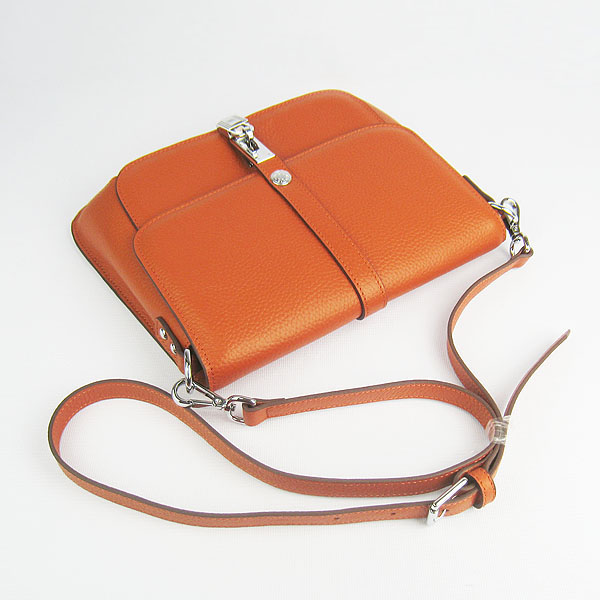 Fake Hermes Togo Leather Messenger Bag Orange 8079